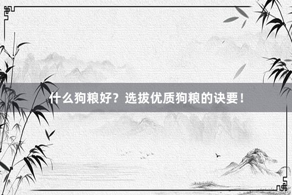 什么狗粮好？选拔优质狗粮的诀要！